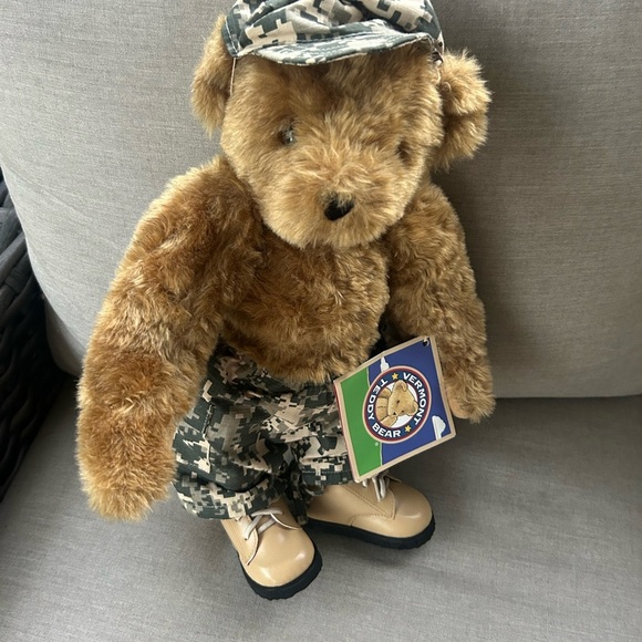 Vtg Vermont Teddy Bear handmade 18" military boots hat pants tags HTF soldier - Picture 14 of 14